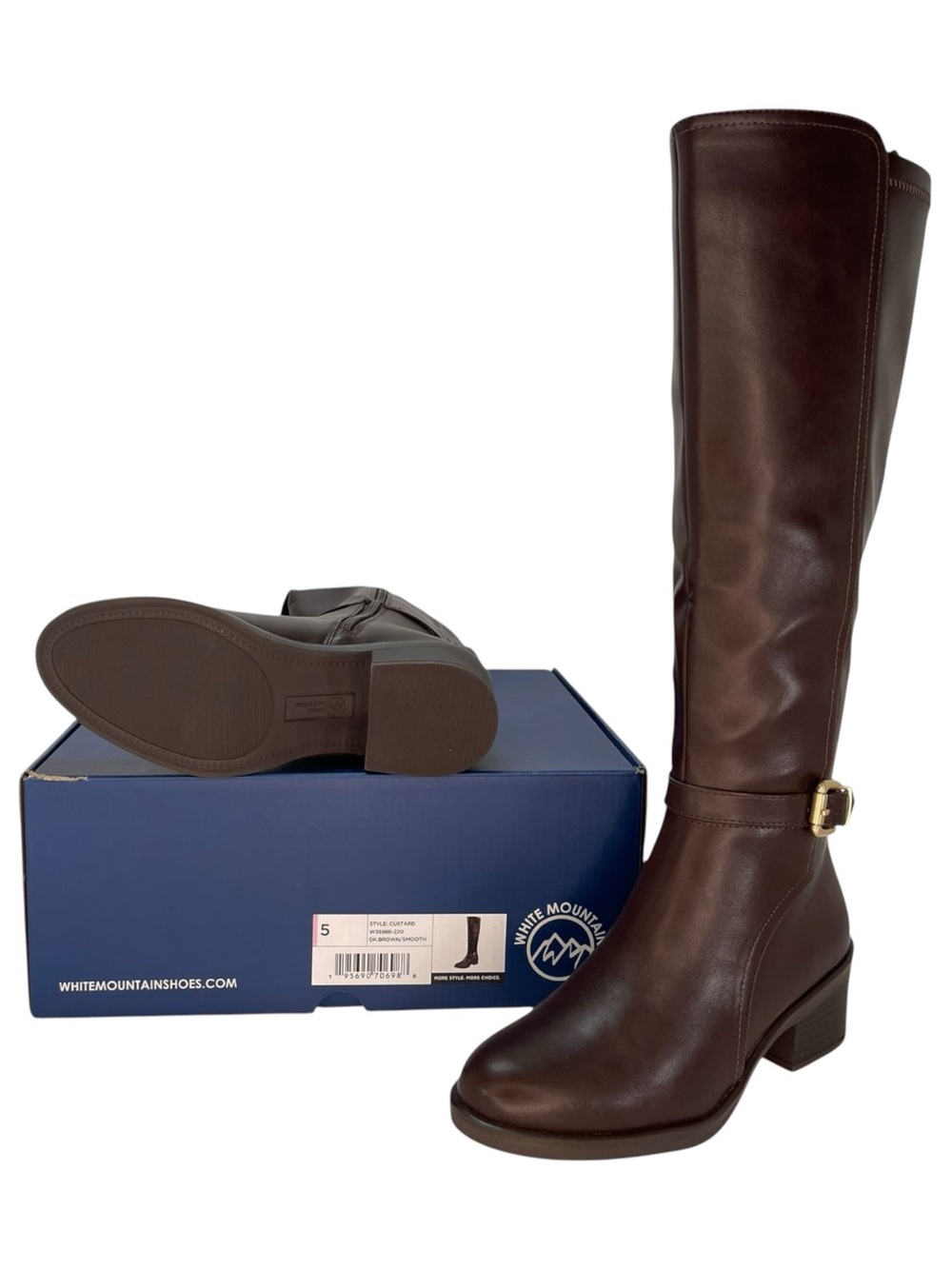 White Mountain Custard Dark Brown Faux Leather Knee High Womens Boots Size 5M - Picture 12 of 13